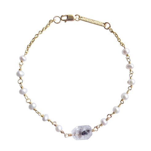 Herkimer Diamond and Pearl Bracelet