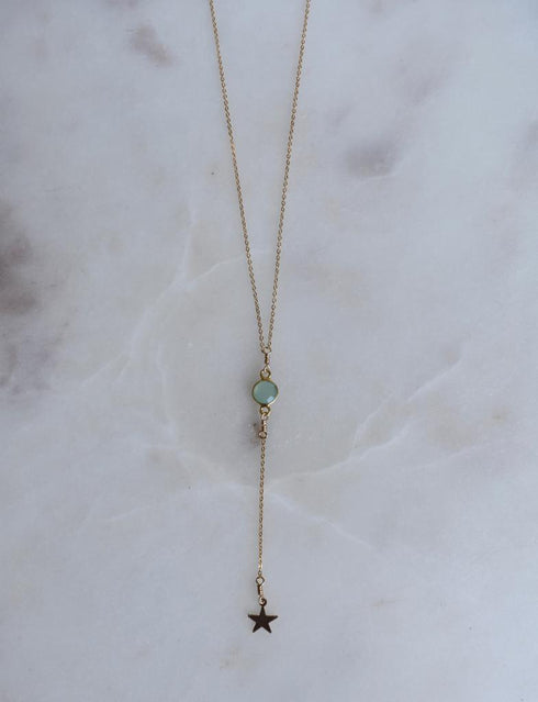 Shooting Star Green Chalcedony Lariat